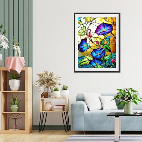 QENSPE Flowers Diamond Art Painting Kits for Adults and Beginners,Round Full Drill Diamond Dots Paintings,5D DIY Arts and Crafts Gem Art Painting Kits 12x16inch in Kuwait