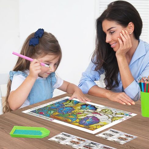 QENSPE Flowers Diamond Art Painting Kits for Adults and Beginners,Round Full Drill Diamond Dots Paintings,5D DIY Arts and Crafts Gem Art Painting Kits 12x16inch in Kuwait