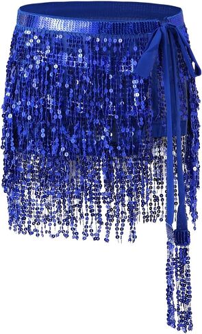 Belly Dance Hip Scarf Sequin Tassel Skirt and Heart Sunglasses Wrap Sparkly Rave Costume Performance Outfit for Women in Saudi Arabia