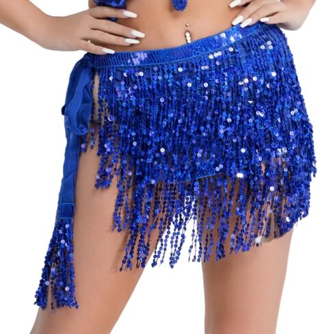 Belly Dance Hip Scarf Sequin Tassel Skirt and Heart Sunglasses Wrap Sparkly Rave Costume Performance Outfit for Women in Saudi Arabia