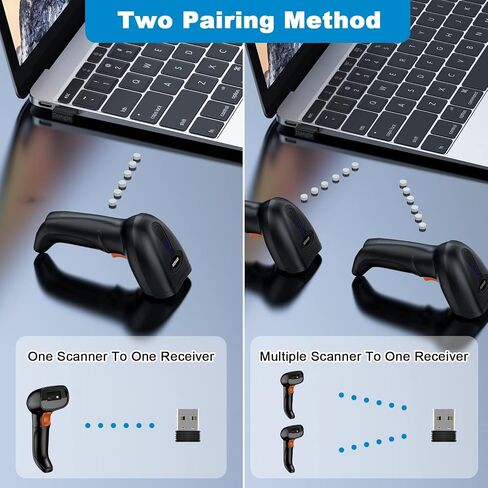 Bluetooth Barcode Scanner with Stand，2.4G Wireless & USB 2D QR Handheld Barcode Reader Scanner for Library Book, Warehouse Inventory, Store in Saudi Arabia