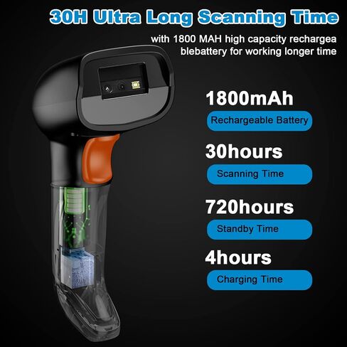 Bluetooth Barcode Scanner with Stand，2.4G Wireless & USB 2D QR Handheld Barcode Reader Scanner for Library Book, Warehouse Inventory, Store in Saudi Arabia