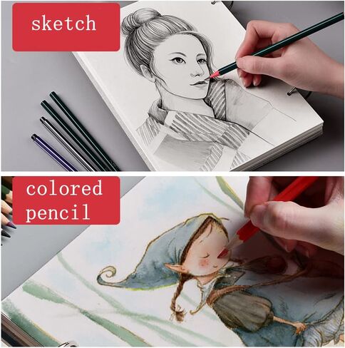 jooact Spiral Bound Hardcover Sketchbook 160GSM Thick Paper 120 Pages(60 Sheets) Sketchpad Artistic Drawing Painting Writing Paper for Kids Adults 16K in Saudi Arabia