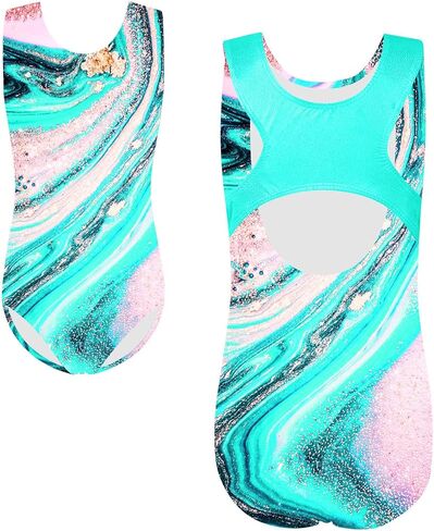 TFJH E One-piece Gymnastics Leotards for Girls Sparkle Athletic Clothes Activewear in Kuwait