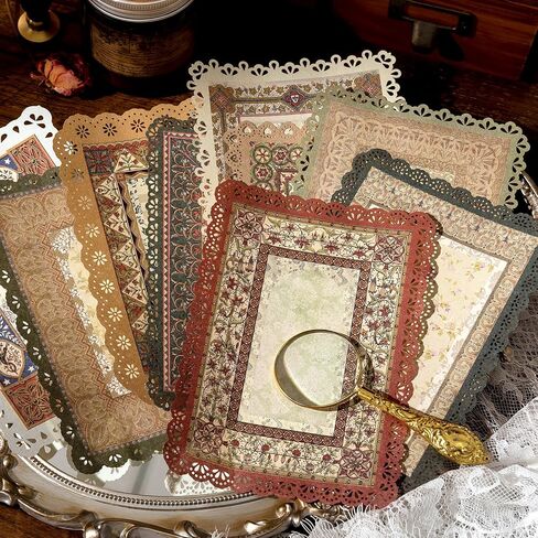 Lace Scrapbook Paper, Obujopal 10 Sheets Vintage Junk Journal Paper Supplies for Card Making Collage Retro Journal Background Notepad Writing Diy Craft Decoration, 10 Patterns, 4.9x6.9 inch (WWMY03) in Saudi Arabia