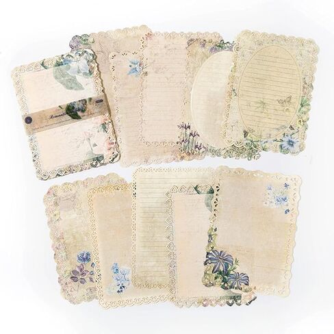 Lace Scrapbook Paper, Obujopal 10 Sheets Vintage Junk Journal Paper Supplies for Card Making Collage Retro Journal Background Notepad Writing Diy Craft Decoration, 10 Patterns, 4.9x6.9 inch (WWMY03) in Saudi Arabia