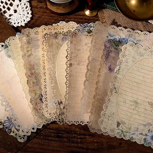 Lace Scrapbook Paper, Obujopal 10 Sheets Vintage Junk Journal Paper Supplies for Card Making Collage Retro Journal Background Notepad Writing Diy Craft Decoration, 10 Patterns, 4.9x6.9 inch (WWMY03) in Saudi Arabia