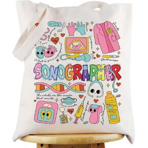 G2TUP Sonographer Canvas Tote Bag Sonography Tech Gift Ultrasound Technologist Shoulder Bag Sonographer Merch