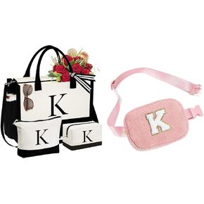 YOOLIFE Initial Tote Bag and Initial Crossbody Bag