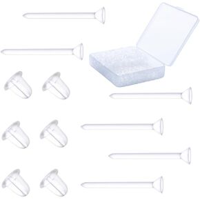 300 Pairs Clear Invisible Earrings for Sports, Plastic Post Earrings for Sensitive Ears, Clear Plastic Earring Posts and Earring Backs
