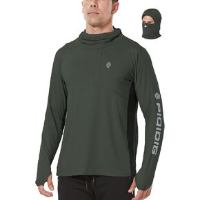 PIQIDIG Men's Sun Protection Hoodie Shirts UPF 50+ Long Sleeve Rash Guard Performance Athletic Running Hiking T-Shirt in Saudi Arabia