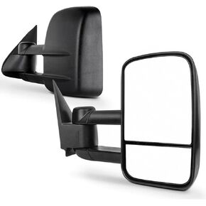 Towing Mirrors for 1988-2000 Chevy GMC C/K 1500 2500 3500 Suburban Yukon Blazer Tahoe Manual Telescoping Black Driver and Passenger Side Left Right Pair Set