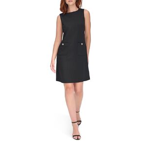 Tommy Hilfiger Women's Pinwheel Textured Knit Sleeveless Button Closure Dress