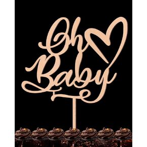 قطعة علوية للكيك من Oh Baby - حمام خشبي للأطفال مع ديكورات كعكة الحب، ديكور سماش الكيك يكشف عن الجنس