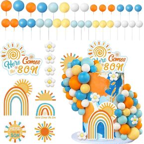 32 PCS Ball Cake Picks Colorful Ball Shaped Cake Topper Pearl Balls Cupcake Cake Insert Topper for Birthday Party Wedding Decoration Supplies