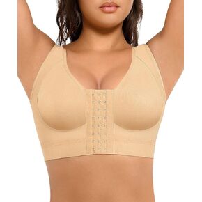 FeelinGirl Post Surgery Compression Bra Front Closure Bra Wirefree Mastectomy Bra with Adjustable Straps
