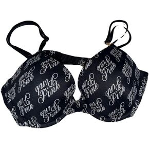 Victoria's Secret Pink Wear Everywhere Smooth Push Up Bra Color Black Script New