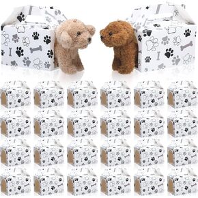 Gilprop 24 Pcs Dog Adoption Party Box Dog Party Paw Print Gift Box with Hole Dog House Shaped Gift Box for Birthday Shower Wedding Decorations Animal Party
