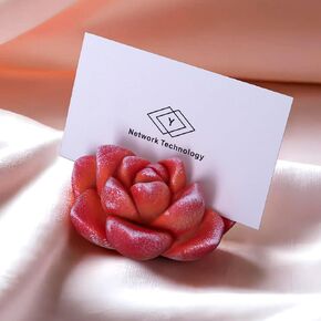 Resin Cute Succulent Business Card Holder for Desk - Stylish Desk Organizer & Vertical Display Stand for Office & Store - Unique Gift & Decor for Name Cards