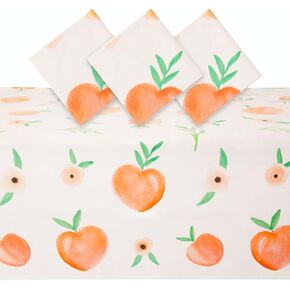 Sparkle and Bash 3 Pack Sweet Peach Tablecloths, 54x108 Inch Table Covers for Birthday and Baby Shower Party Supplies