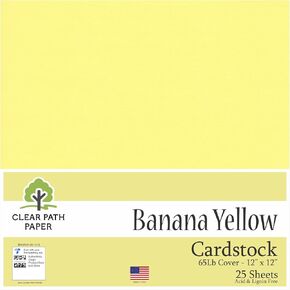 Clear Path Paper - Lemon Yellow Cardstock - 12 x 12 inch - 65Lb Cover - 50 Sheets