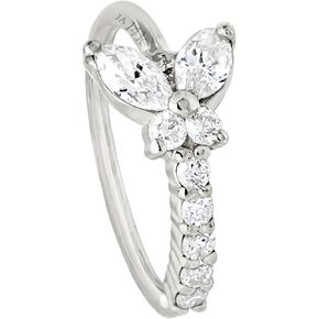20G 14K Gold 0.15 ctw Diamond Butterfly Nose Hoop Ring Women's 5/16"(8mm) Nose Ring Twist-open, Marquise Cut, Round Brillian Cut Diamond