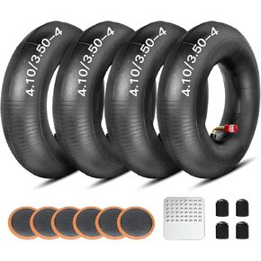 GREHUA 4.10/3.50-4 410/350-4 Inner Tube with TR87 Bent Valve Stem Replacement for 10" Tubes Lawn Mower Wheelbarrow Hand Truck Garden Wagon Go Kart Snow Blower Utility Cart ATV Heavy Duty 4 Pack