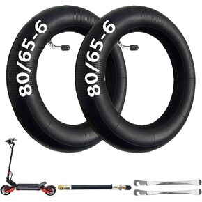 80/65-6 Scooter Tire Tube, 255x80 10x2.5 Replacement Inner Tubes, 10 inch Tires Replacement, with 90-Degree Bent Valve, Valve Extension, and Tire Levers (2 Pack)