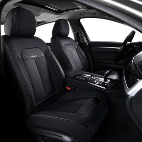 FLORICH Leather Car Seat Covers Full Set, Breathable Waterproof Nappa Leather Seat Covers, Gary Seat Covers, Automotive Interior Cover Universal for Cars SUV Truck Sedan - Coffee