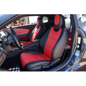 Iggee 2010-2015 Chevy Camaro Black/Red Artificial Leather Custom fit Front seat Cover