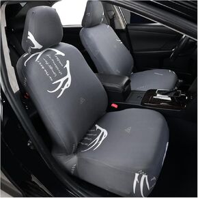 2 PCS Car Front Seat Cover, Solid Color Elastic Fabric Full Wrap Auto Front Seat Protect for Most Vehicles, Dust Proof Washable Split Automotive Seat Cover, Car Accessories (Black)