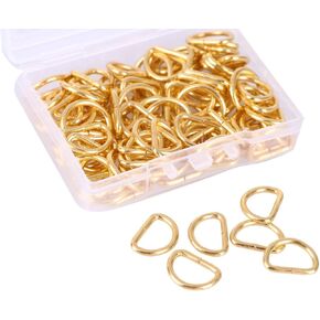 Mini Skater 100PCS Small Metal D Ring Non Welded Nickel Plated for Handbag Purse (Golden 3/8 inch/9.9mm)