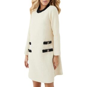 LifeShe Women's Long Sleeve Tweed Mini Dress Business Work Short Dress Elegant Cute Party Dresses in Kuwait