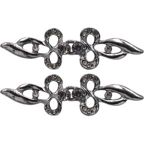 4 Pairs Cloak Clasp Fasteners Women Decoration Shiny Crystal Diamond Brooch Accessories Button Sew On Hooks and Eyes Cardigan Clip (Black)