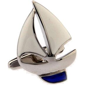 زوج من أزرار الأكمام على شكل مركب شراعي أبيض من MRCUFF في صندوق هدايا للعرض التقديمي وقماش تلميع in Kuwait