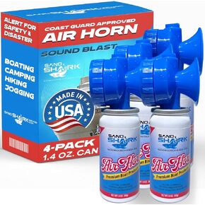 SandShark Premium Boating Air Horn Handheld Canister, Compressed & Very Loud, Coast Guard Approved, Emergency Use for Marine & Watercraft Safety, Great for Sports, Parties, Camping, Outdoors, 1.4oz