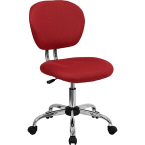 Flash Furniture Beverly Mid-Back Swivel Mesh Office Chair with Padded Seat, Height-Adjustable Ergonomic Padded Office Desk Chair, Black/Chrome
