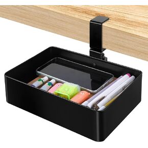 Under Desk Metal Drawer, Under Desk Drawer Organizer, 360° Swivel Hidden Under Desk Storage Drawers Slide out, No Drill Desk Pencil Drawer Organizer Tray for Home Office Storage