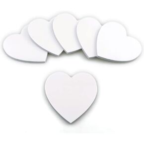 6 Pads White Heart Sticky Notes Fun Shaped Sticky Notes Self-Stick Memo Pads for Office School Home