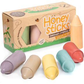 Honeysticks 100% Pure Beeswax Crayons Natural, Safe for Toddlers, Kids and Children, Handmade in New Zealand, For 1 Year Plus (12 Pack)