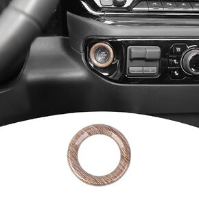 for Silverado Push Start Stop Button Trim Ring Cover for Chevy Silverado 2022-2024 Wood Grain Interior Accessories