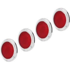 4PCS Red Reflector, Round Reflective Lenses with Durable Protective Transparent Layer for Automobile Motorcycle