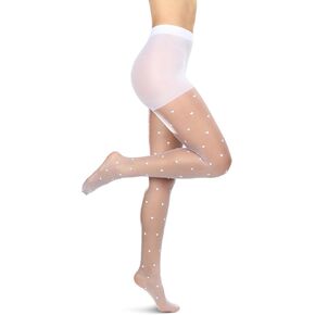 MeMoi Women's Mini Heart Sheer Nylon Tights
