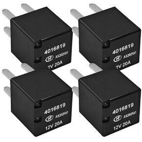 Relay 4016819 (Pack of 4), 12VDC 20A 4Pins Automotive Power Relay