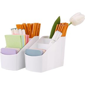 Generic 2-Piece Set Plastic Desk Organizer With 8 Slots,Minimalist Multi-purpose Storage for Small Items,White Matte Surface
