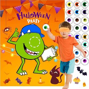 Pin The Eye on The Monster, Halloween Party Games for Kids, Halloween Party Activities Favors Crafts Birthday Party Games for Children Boys Girls, Monster Party Games Indoor，Classroom Games Activities