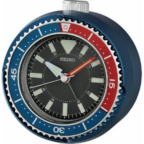 Seiko Mai Modern Non Ticking Bedroom Alarm Clock, 4 Inch, Metallic Blue/Red