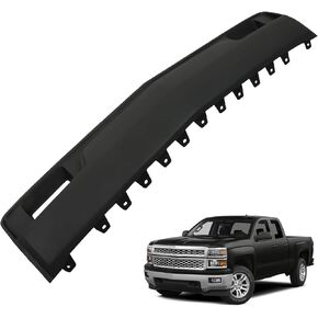 Front Bumper Filler Panel Black with Deputy Decorate Plate Without Tow Hooks Hole Replacement for 2014 2015 Silverado 1500