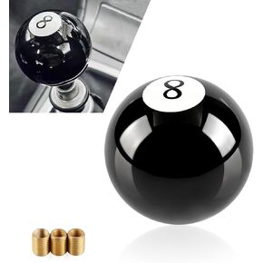 1 PC Car 2.16" x 2.16" Gear Shifter Shift Knob, Arc Easy Grip 8 Billiard Ball Modified Gear Head, Personalized Decor with M8/M10 Adapter, Suitable for Manual Transmission Cars (Black)