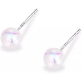 Opal Moonstone Earring Studs Shell Pearl Studs with S925 Silver Pin 8 to 14mm